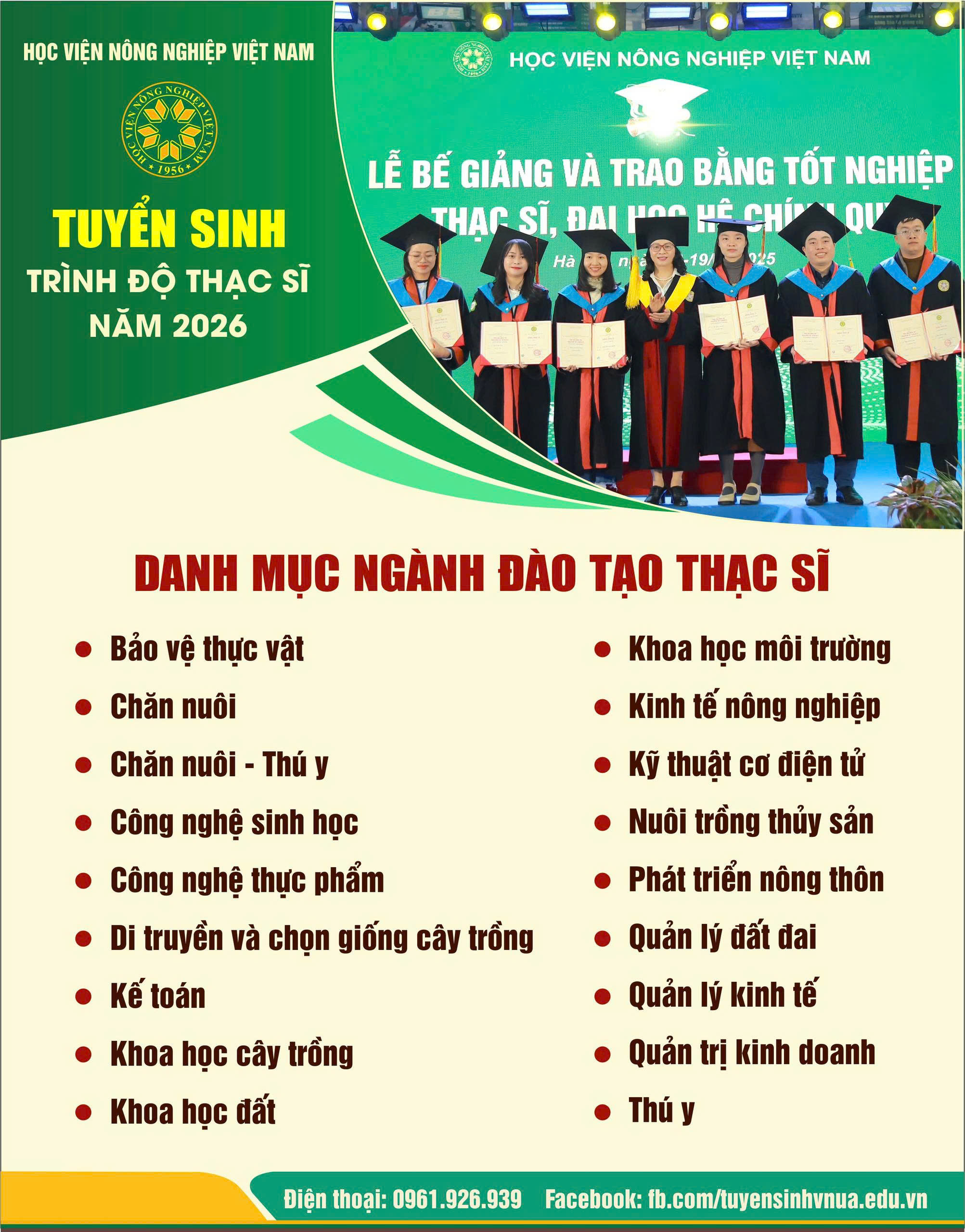 Danh mục các ngành đào tạo thạc sĩ